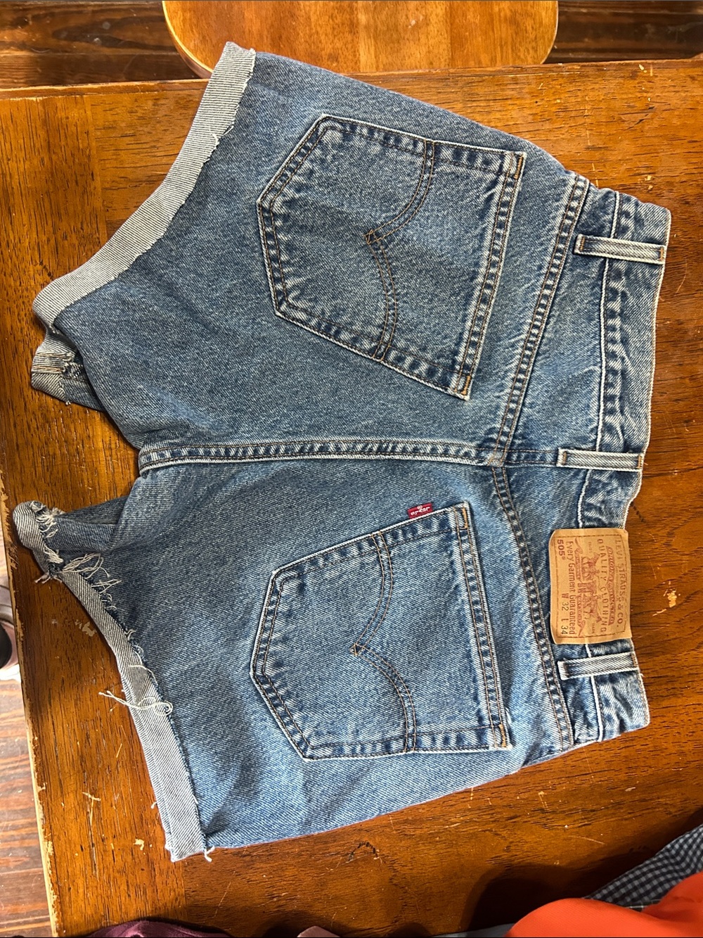 Levi's Blue Cutoff Denim Shorts with Frayed Hem 505 jeans